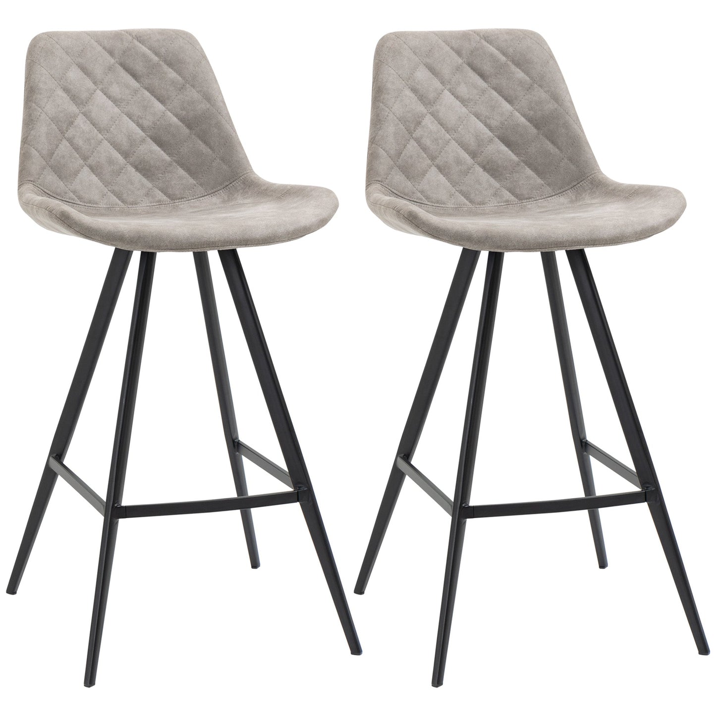 Counter Height Bar Stools Set of 2, Microfiber Cloth Bar Chairs with Metal Leg, Padded Seat, Counter Stools for Kitchen Island, Grey Bar Stools Multi Colour  at Gallery Canada