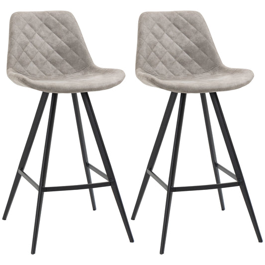 Counter Height Bar Stools Set of 2, Microfiber Cloth Bar Chairs with Metal Leg, Padded Seat, Counter Stools for Kitchen Island, Grey Bar Stools Multi Colour  at Gallery Canada