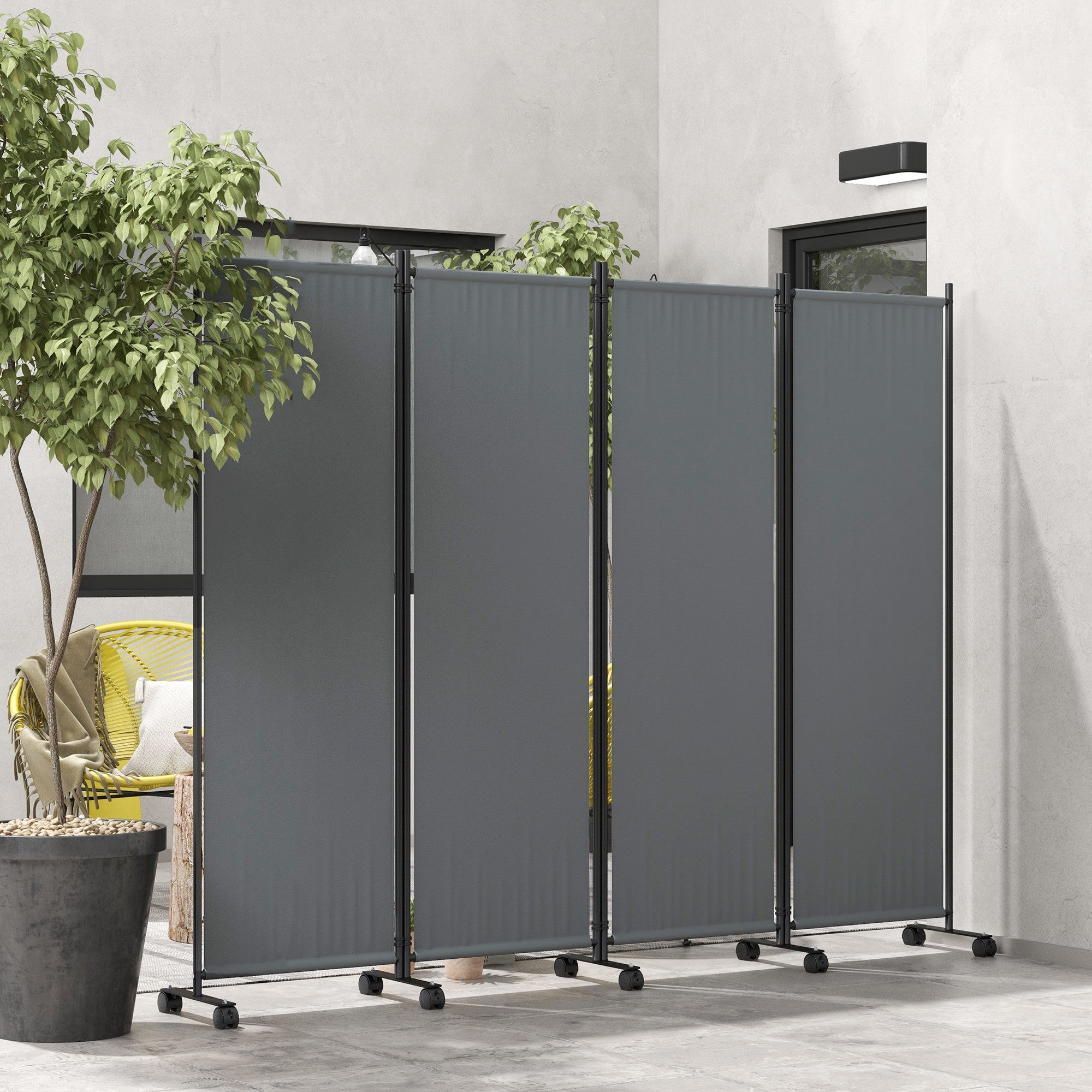 Folding Room Divider with Castor Wheels, Rolling Privacy Screen for Patio Backyard Pool Hot Tub, 5.6ft Tall Side Awnings at Gallery Canada
