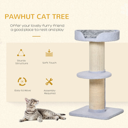 Cat Tree Kitty Tower with Sisal Mat Scratching Post, Cat Bed, Cushion, Perch, 18" x 18" x 36", Light Blue Cat Trees at Gallery Canada