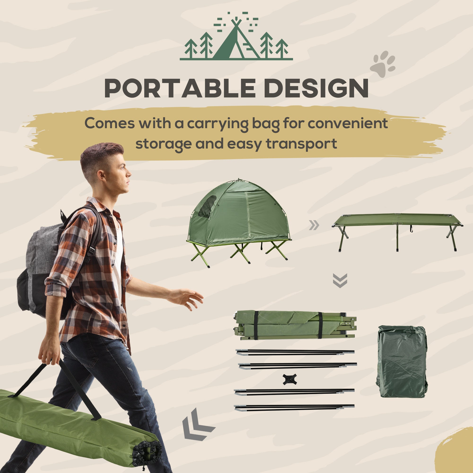 Compact Pop Up Portable Folding Outdoor Elevated Camping Cot Tent Combo Set Dark Green Camping Tents at Gallery Canada
