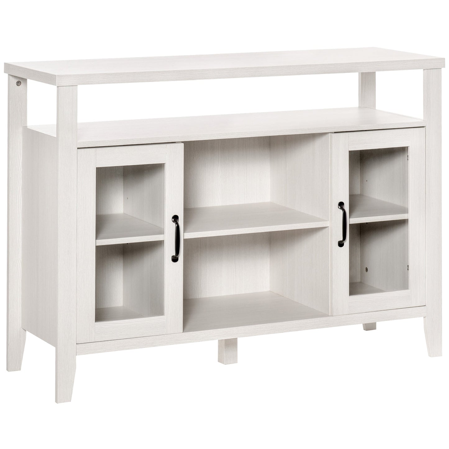 Rustic Style Sideboard Serving Buffet Storage Cabinet Cupboard with Glass Doors and Adjustable Shelves for Kitchen and Dining Area, White Wood Bar Cabinets   at Gallery Canada