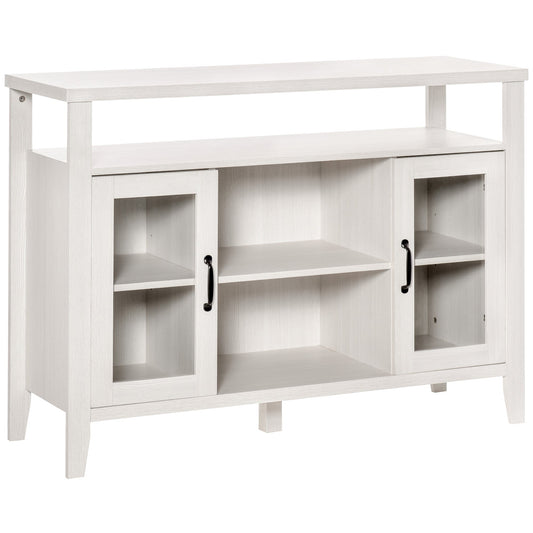 Rustic Style Sideboard Serving Buffet Storage Cabinet Cupboard with Glass Doors and Adjustable Shelves for Kitchen and Dining Area, White Wood Bar Cabinets White Wood Grain  at Gallery Canada
