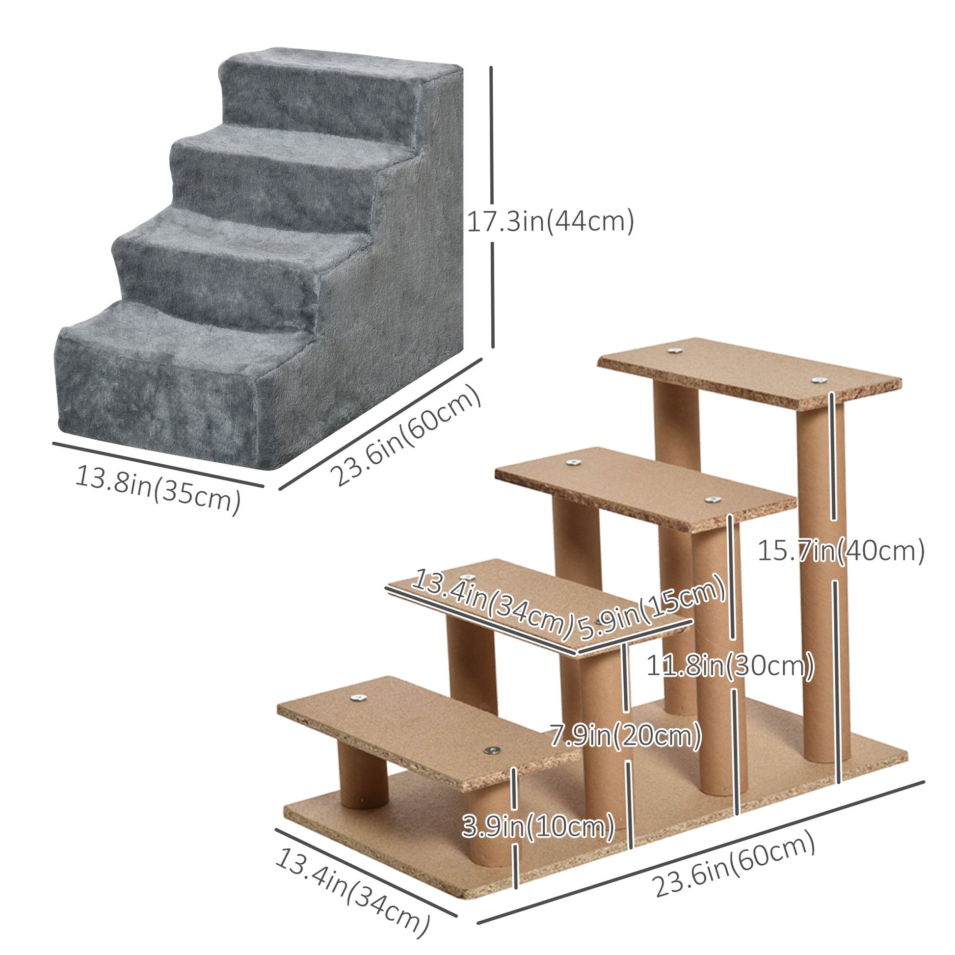 Dog Ramp for Bed Sofa Couch with Removable Cover, Light Grey Dog Stairs   at Gallery Canada