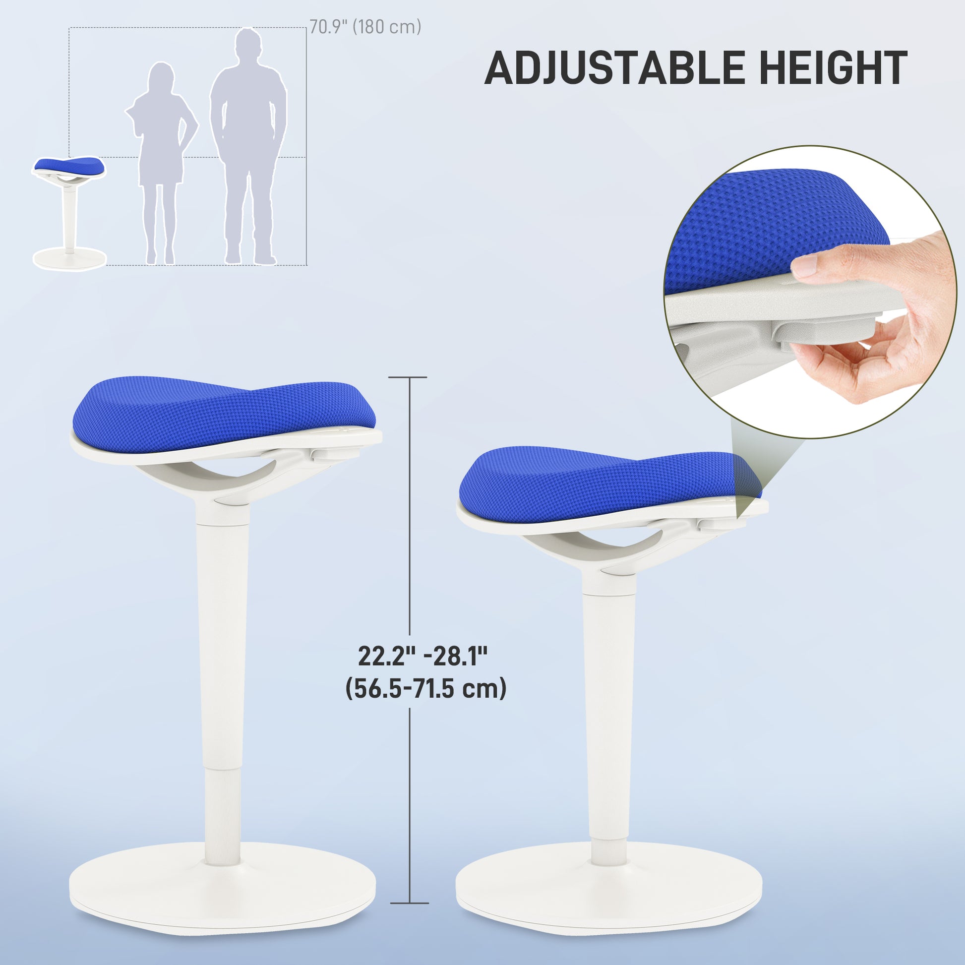 Standing Desk Stool, Ergonomic Wobble Chair, Adjustable Leaning Stool for Office Desks, with Rocking Motion, Blue Office Chairs   at Gallery Canada