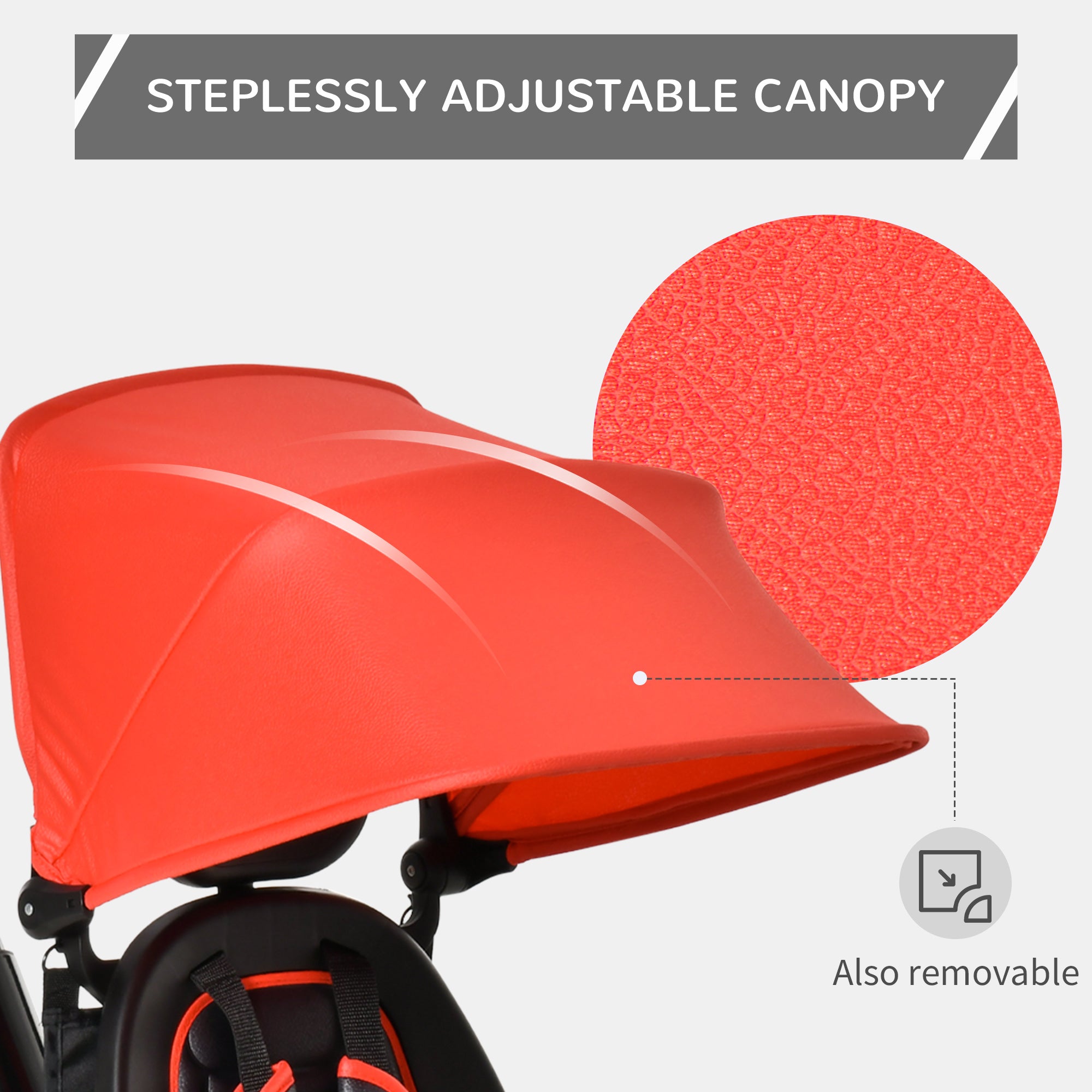 Baby Tricycle 4 In 1 Trike w/ Reversible Angle Adjustable Seat Removable Handle Canopy Handrail Belt Storage Footrest Brake Clutch for 1-5 Years Old Red Tricycles for Kids at Gallery Canada