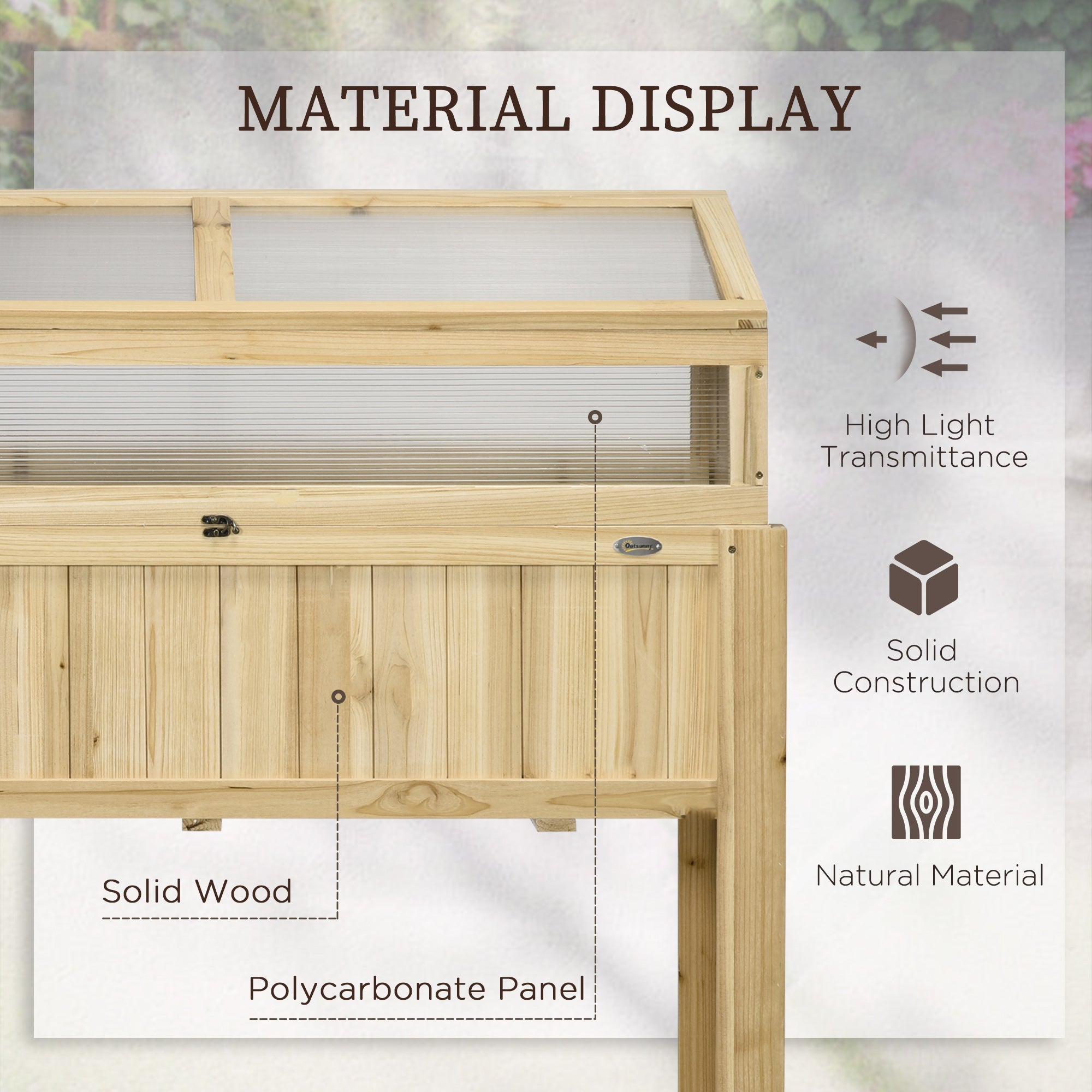 Raised Garden Bed, Outdoor Wooden &; PVC Elevated Planter Box with Cold Frame Greenhouse and Storage Shelf, Natural Cold Frame Greenhouses   at Gallery Canada