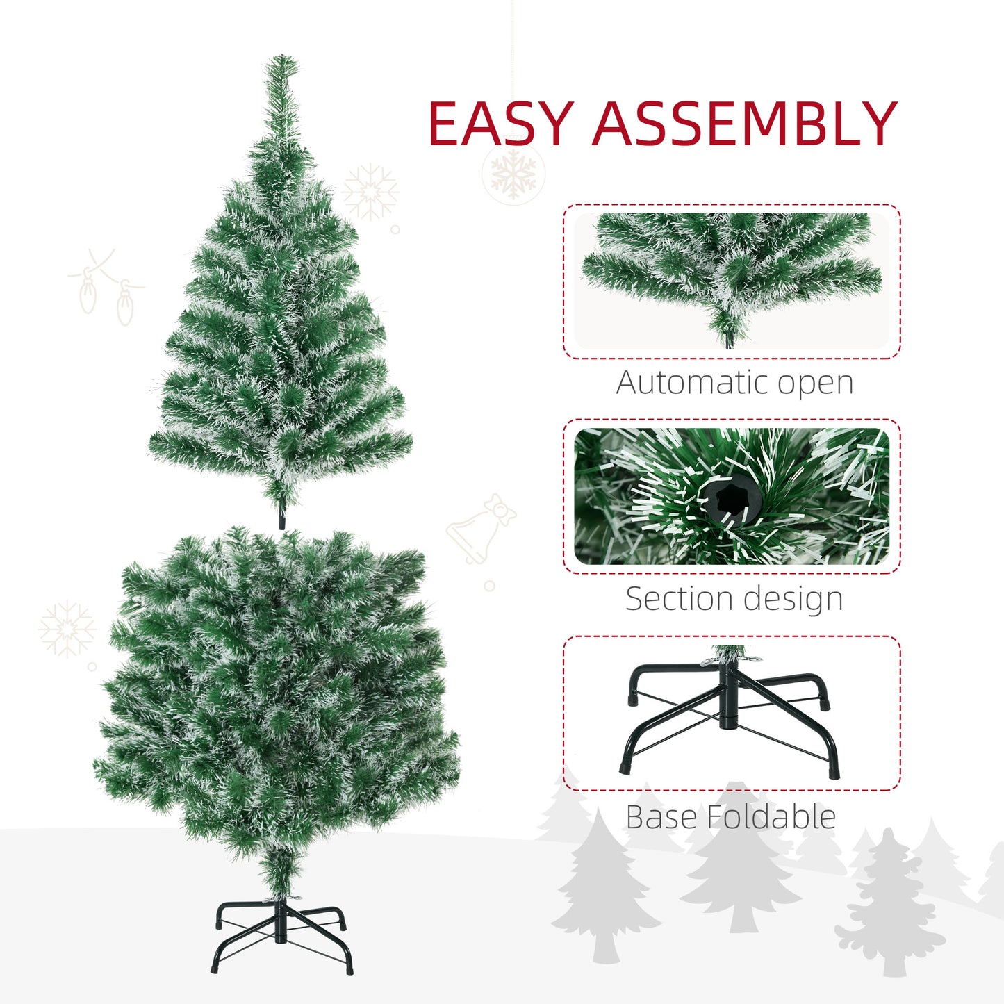 6FT Indoor Christmas Tree Artificial Decoration Xmas Gift with Metal Stand 375 Tips Christmas Trees at Gallery Canada