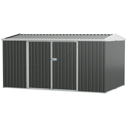 14' x 8' Galvanized Steel Storage Shed, Garden Shed with Lockable Doors, Air Vents for Backyard, Patio and Lawn, Grey Sheds at Gallery Canada