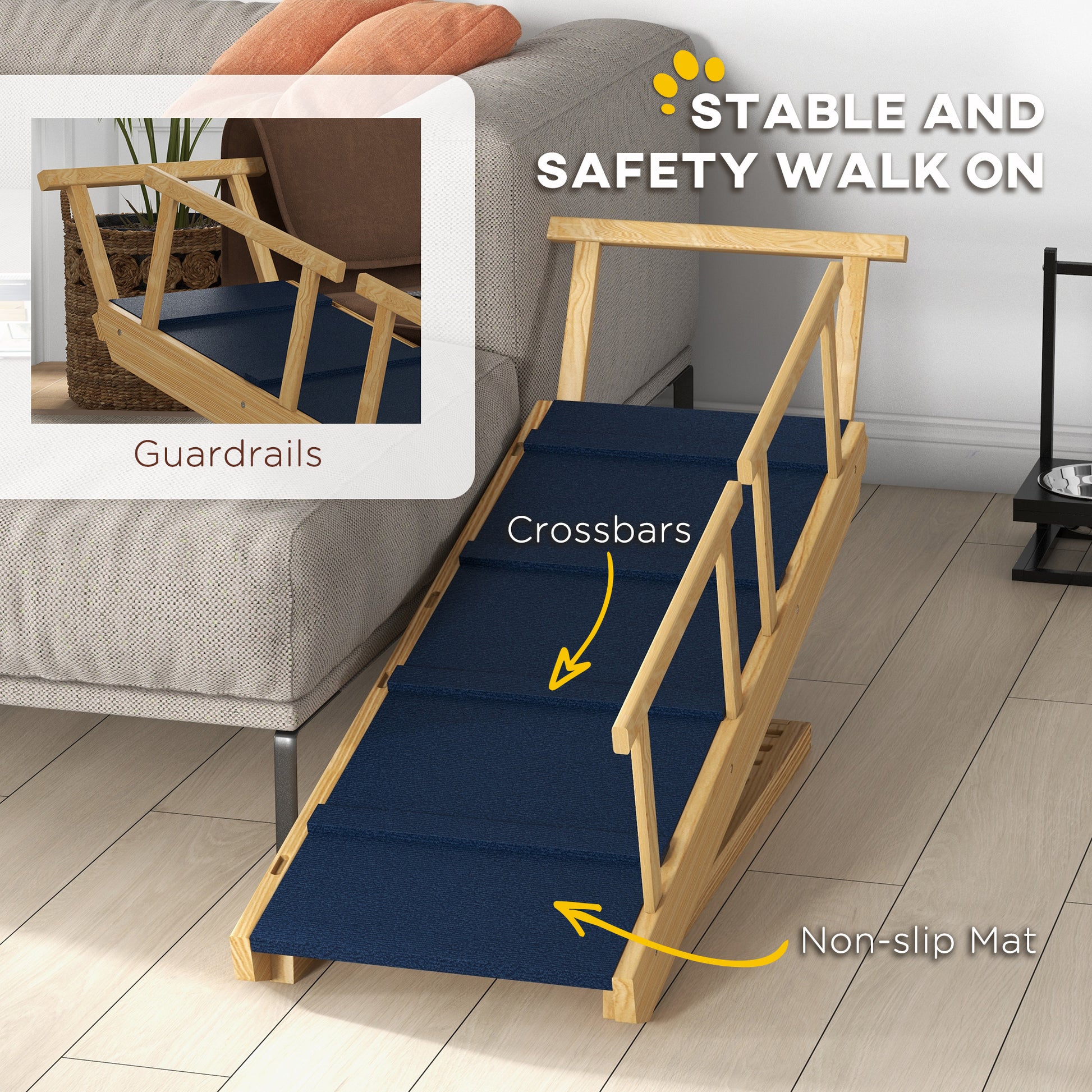 Adjustable Dog Stairs Foldable Dog Steps with Non-slip Mat for Small to Large Dogs for High Bed Sofa Couch Dog Stairs   at Gallery Canada