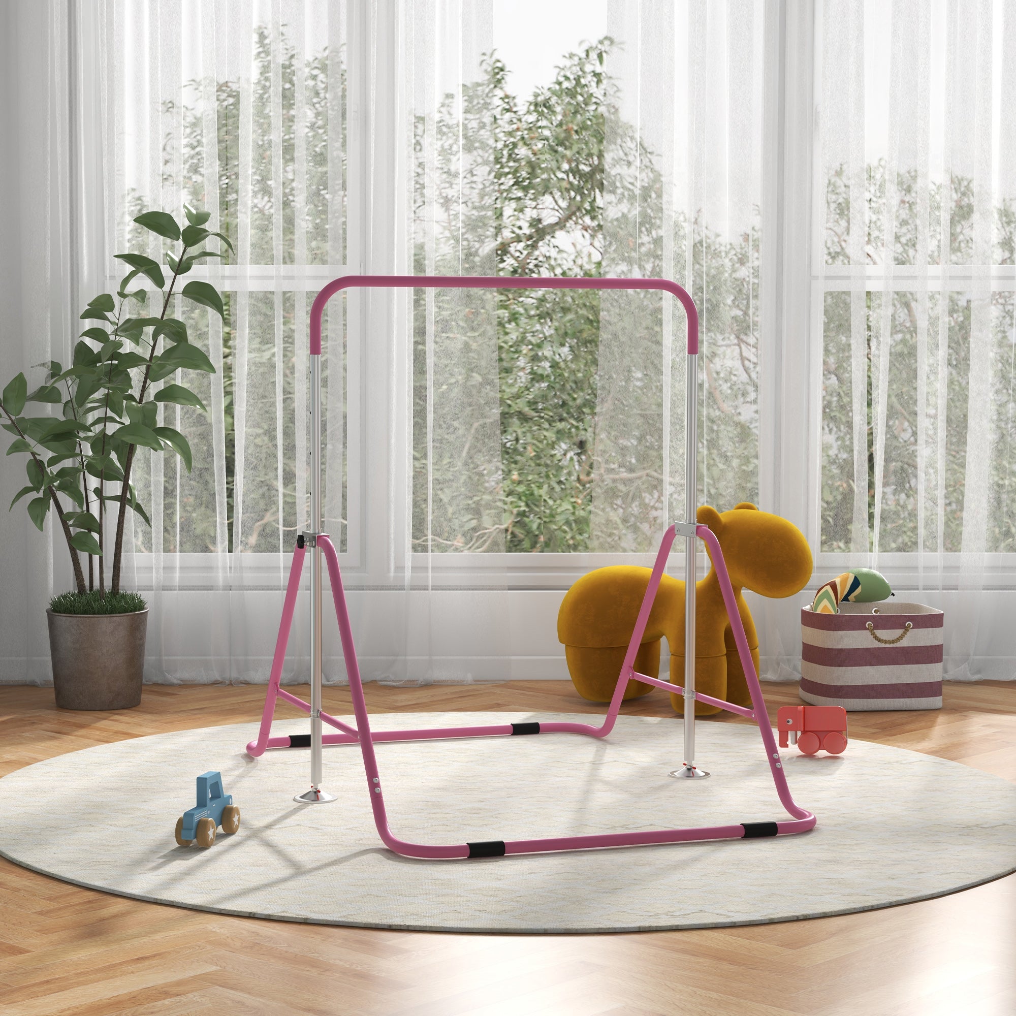Foldable Gymnastics Bar for Kids, Expandable Gymnastics Equipment with Adjustable Height for Boys Girls, Pink Baby Gym & Playmats at Gallery Canada