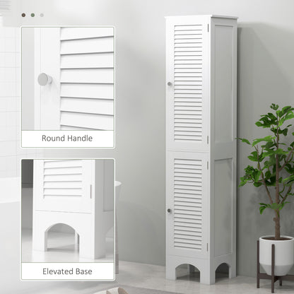 Narrow Bathroom Cabinet, Tall Bathroom Storage Cabinet with Shelves and Doors, White Bathroom Cabinets   at Gallery Canada