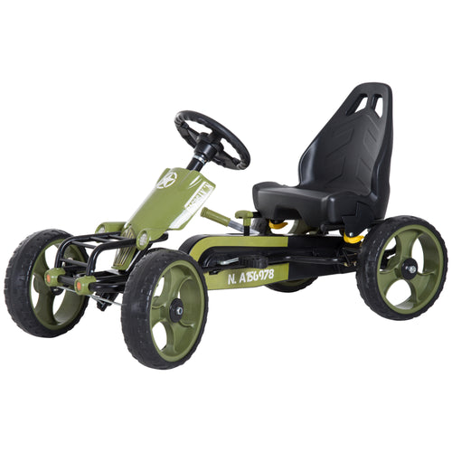 Pedal Go Kart with Adjustable Seat, EVA Tyres, Safety Handbrake, for Ages 3-6 Years Old, Green