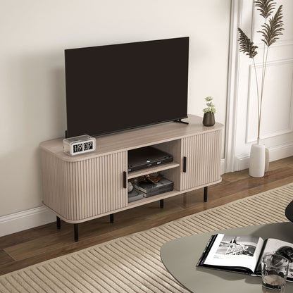 TV Stand Cabinet for TVs up to 55 Inches, TV Unit with Storage Shelves and Cabinets for Living Room, Oak Tone TV Stands   at Gallery Canada