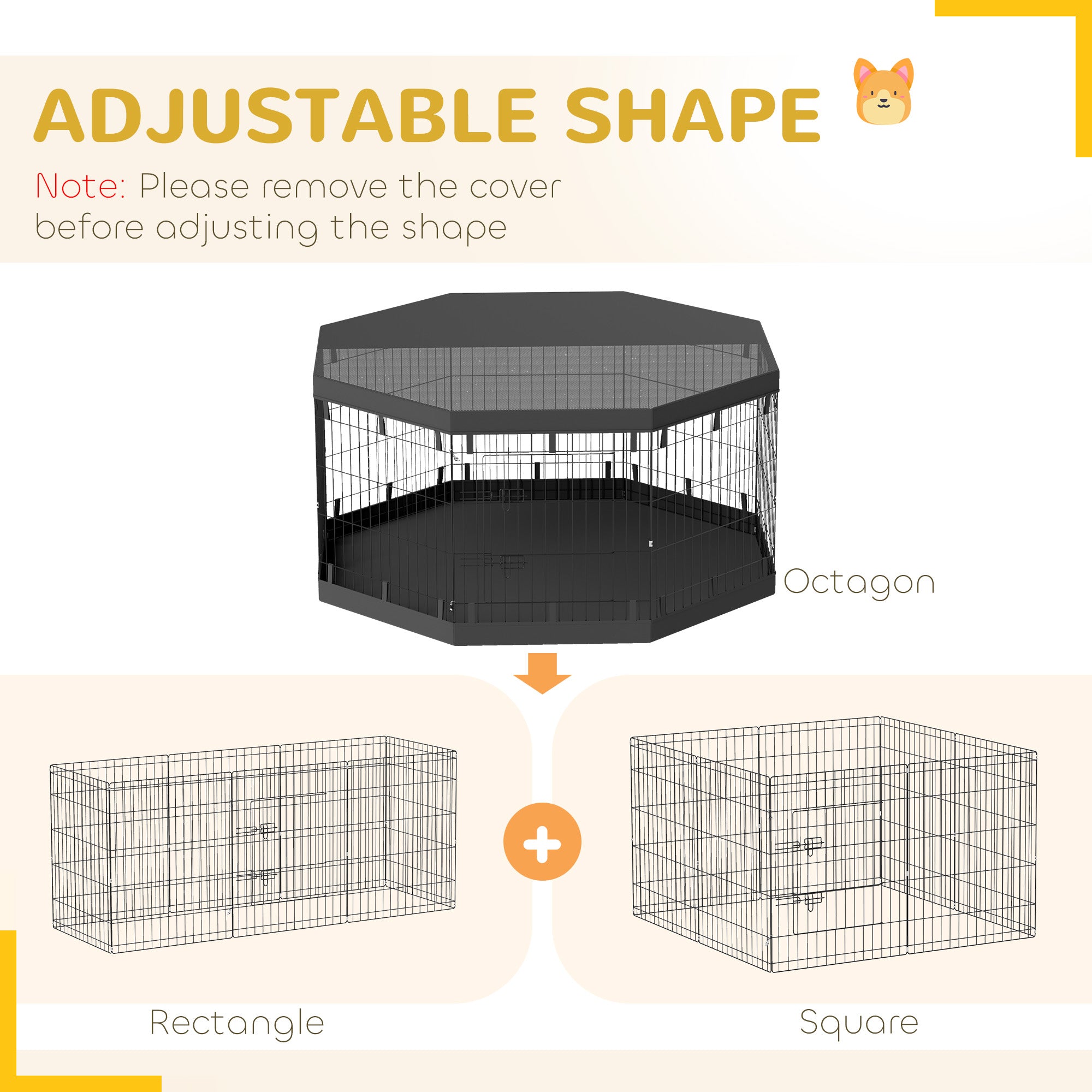 8 Panels Foldable Dog Playpen with Bottom Pad &; Top Cover, 30