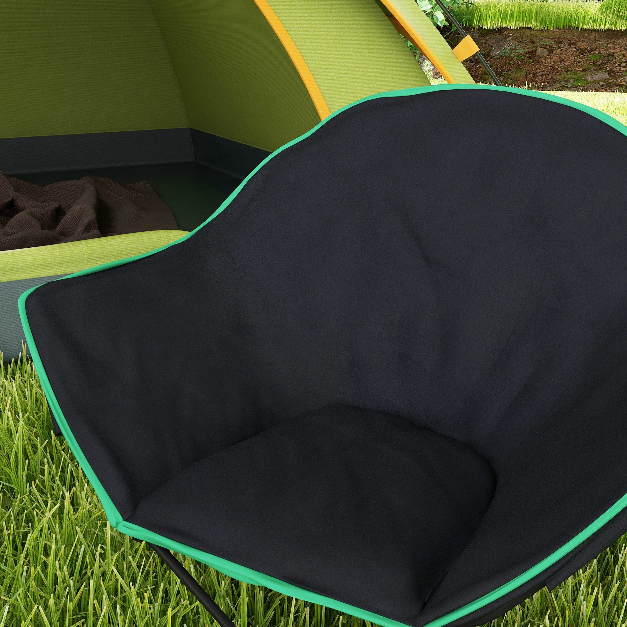 Foldable Camping Chair Padded Moon Saucer Chair with Carry Bag, Storage Pocket for Outdoor, Beach, Picnic, Hiking, Fishing, Travel Picnic Tables & Camping Chairs at Gallery Canada