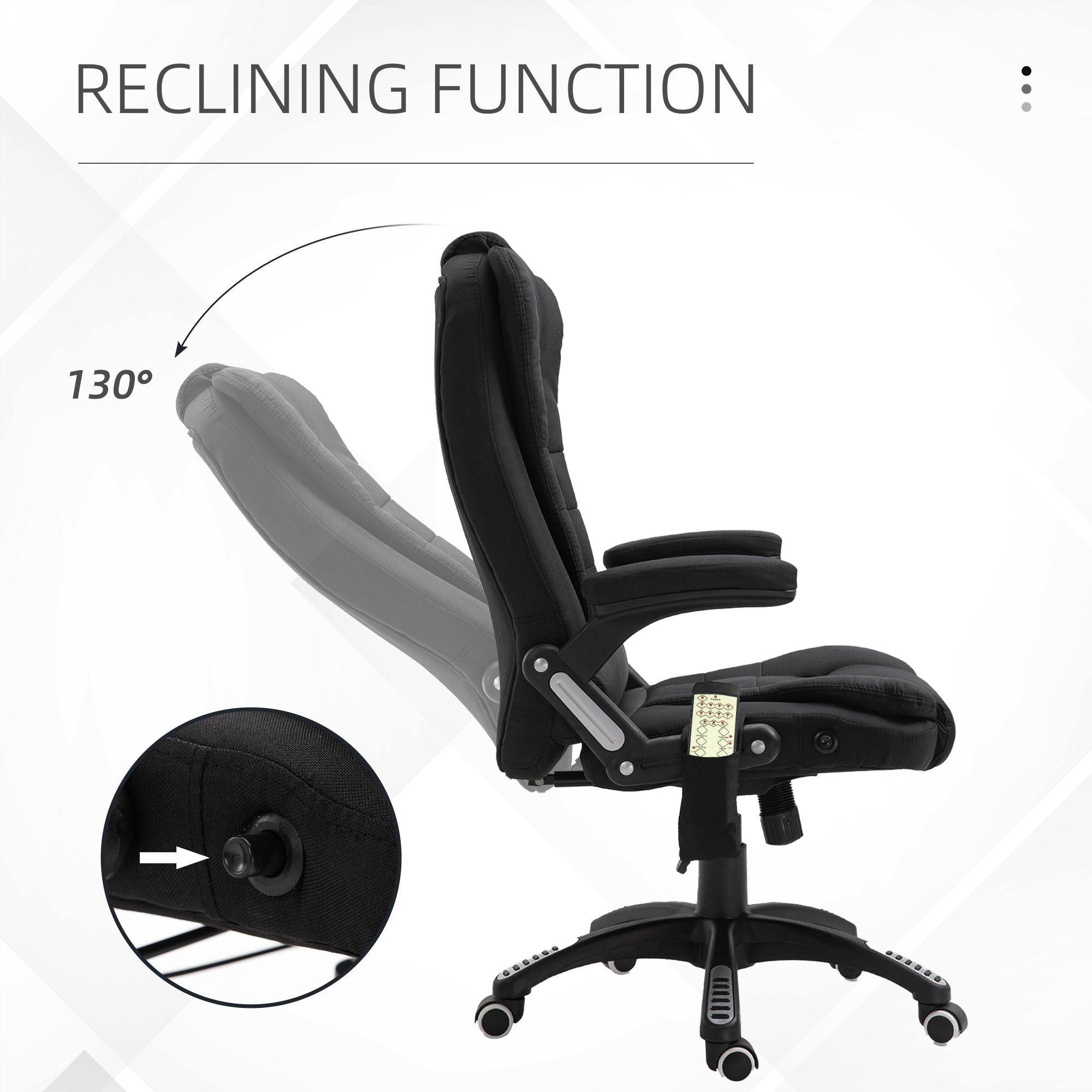 6 Point Vibrating Massage Office Chair High Back Executive Chair with Reclining Back, Swivel Wheels, Black Massage Chairs   at Gallery Canada