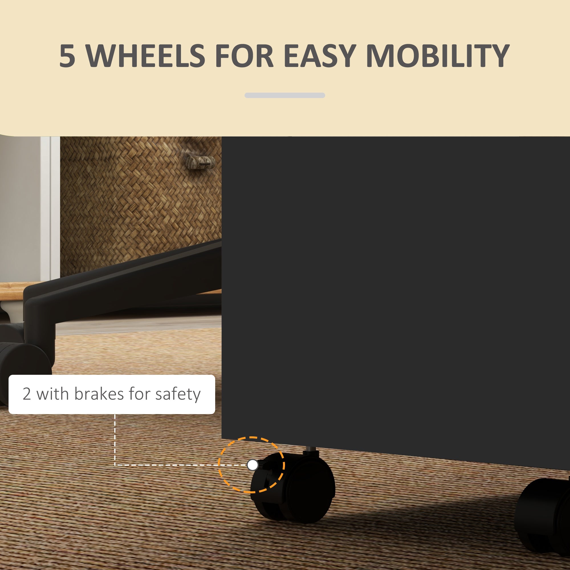 Mobile Filing Cabinet, Office Storage Printer Stand with 5 Wheels and 2 Drawers Office Cabinets & Cupboards at Gallery Canada