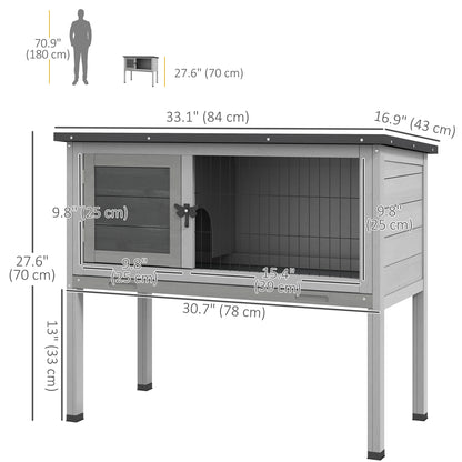 Wooden Rabbit Hutch with Openable Asphalt Roof, Tray, Grey Rabbit Hutch at Gallery Canada