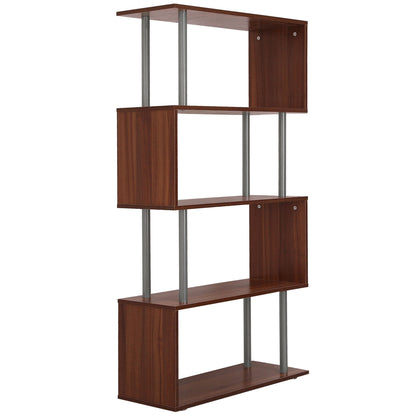 5-Tiers Wooden Bookcase Z-Shape Storage Bookshelf Display with Metal Frame for Living Room, Bedroom, Office, Walnut Display Bookshelves Walnut  at Gallery Canada