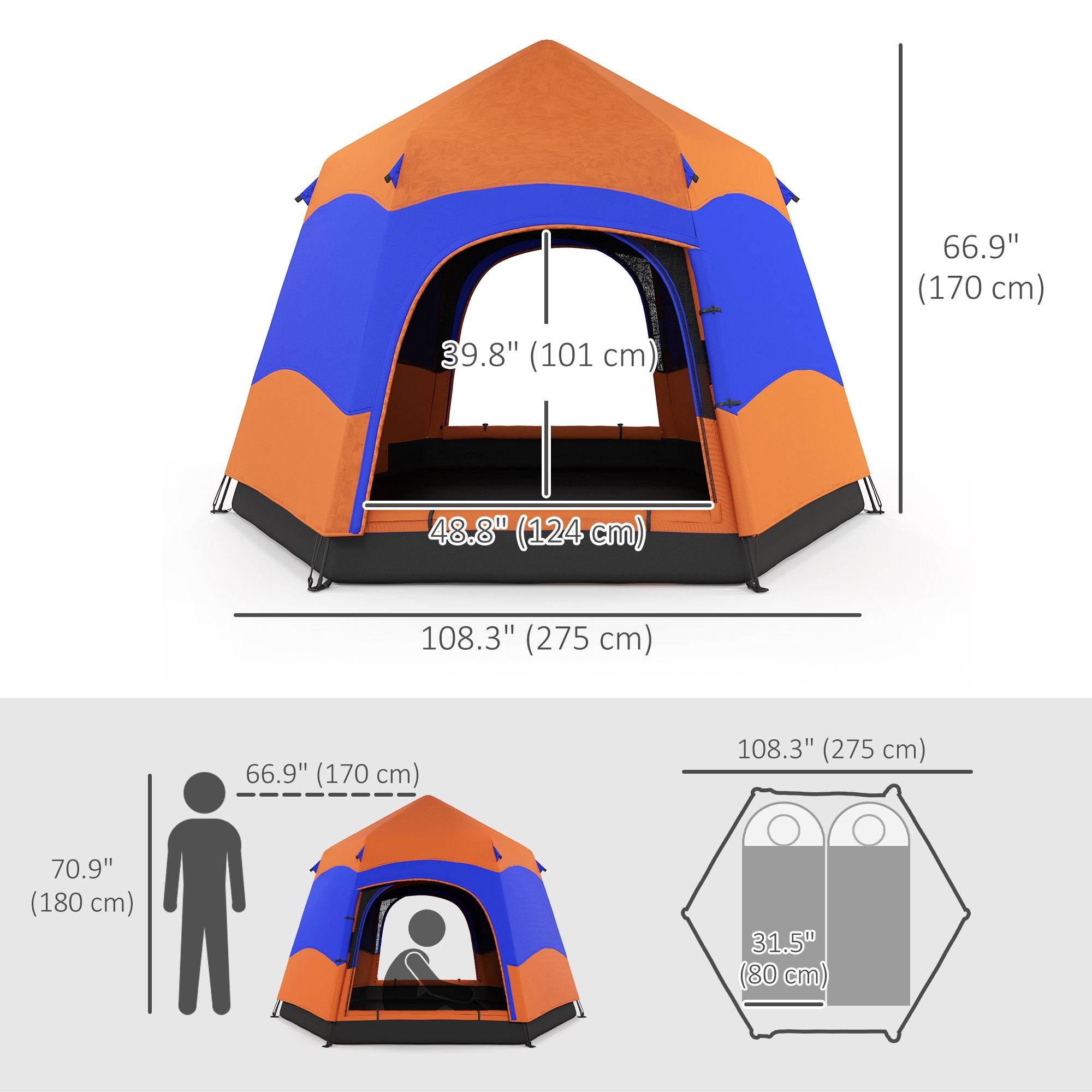 Hexagon Double Layer Easy Pop Up Camping Tent 4-6 Person Portable Folding Dome Shelter Hiking Travel Tent All Season Used Camping Tents at Gallery Canada