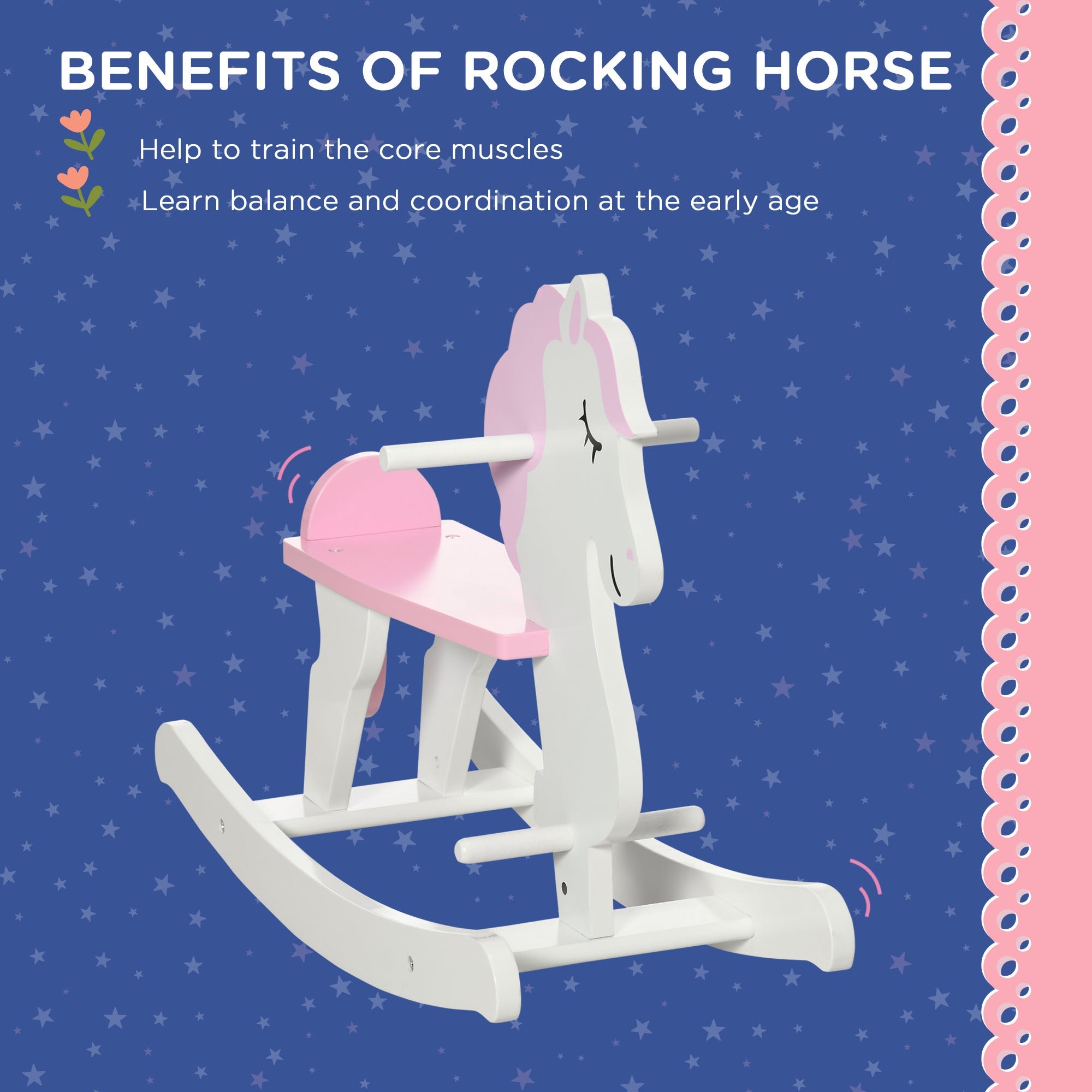 Wooden Rocking Horse, Toddler Baby Ride-on Toys for Kids 1-3 Years with Cute Horse Shape &; Solid Workmanship, Pink Rocking Horses   at Gallery Canada