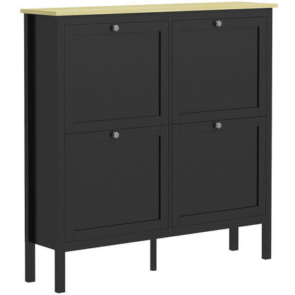 Entryway Shoe Storage Cabinet with 4 Flip Drawers, Adjustable Shelves, Narrow Shoe Cabinet for 20 Pairs of Shoes, Black Shoe Storage Cabinets & Racks   at Gallery Canada