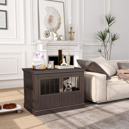 31" Dog Crate Furniture End Table with Three Doors for Small Dogs, Coffee Houses, Kennels & Pens Coffee  at Gallery Canada