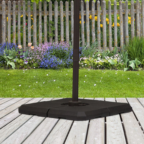 4 Pieces Umbrella Base Parasol Stand for Cantilever Umbrella Fill w/ Sand or Water Black