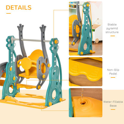 4-in-1 Toddler Swing and Slide Set with Basketball Hoop, Adjustable Seat, Multi Colour Gym Sets & Swings   at Gallery Canada