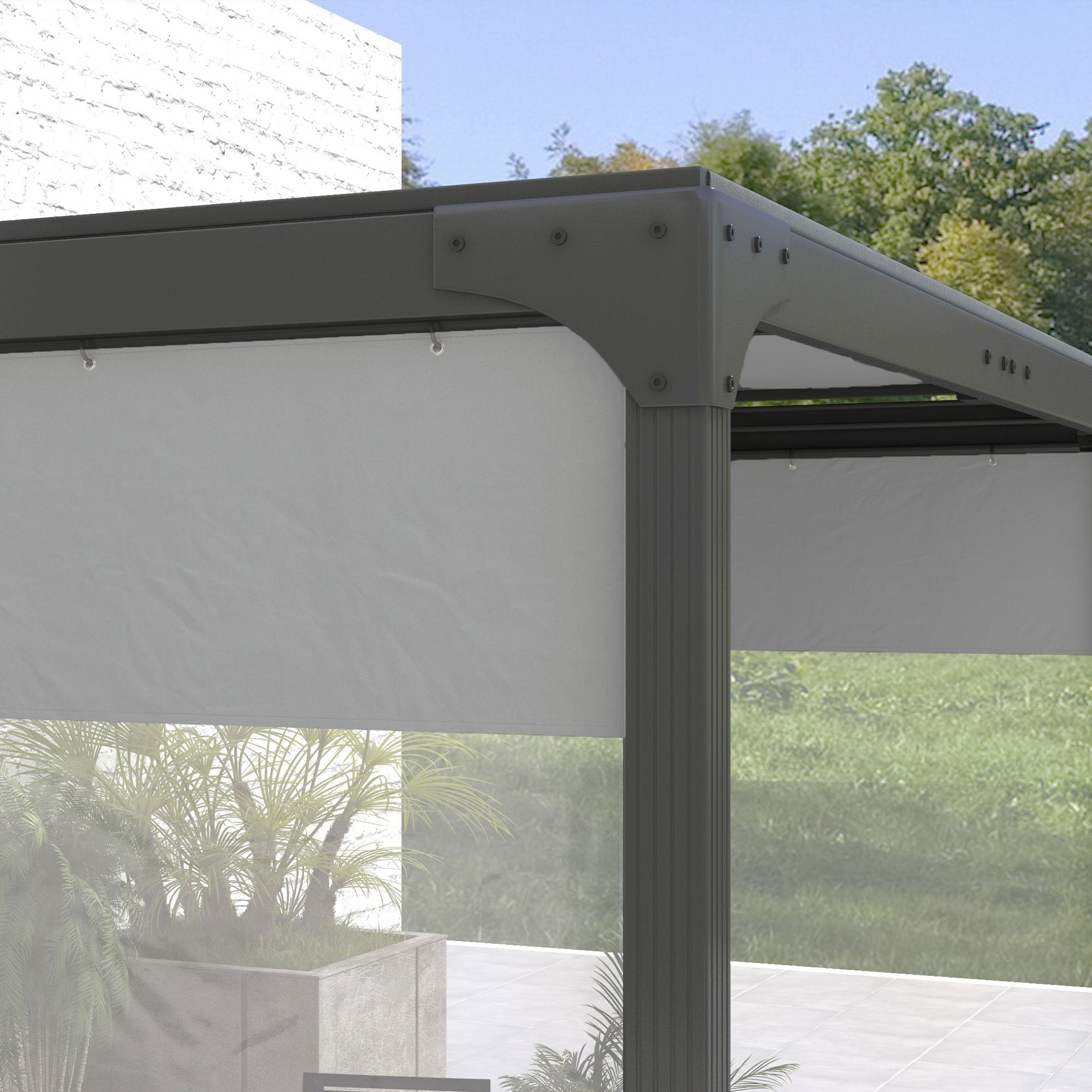 Pergola Gazebo Curtains for 10' x 10' Pergola, 2 Pack Side Panels Replacement with Large Windows and Zipped Doors Gazebo Sidewalls at Gallery Canada