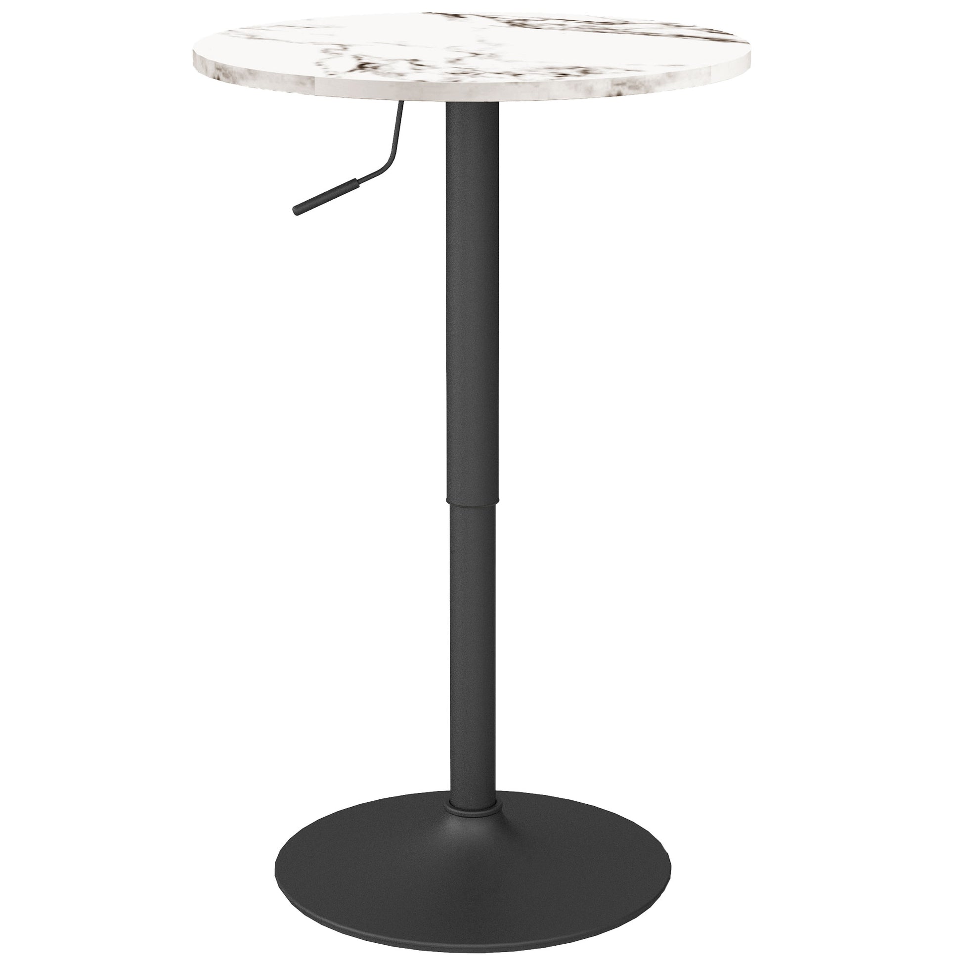 Adjustable Bar Table for 2, Round Pub Table with Steel Base for Home Bar, Small Dining Room, White Marble Bar Tables at Gallery Canada