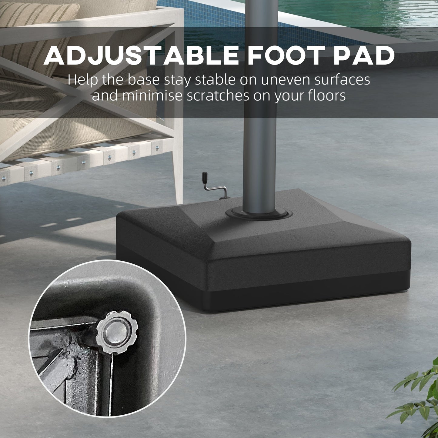 Cantilever Umbrella Base with Liftable Wheel, Heavy Duty Fillable Umbrella Stand with Adjustable Foot Pads Umbrella Bases   at Gallery Canada