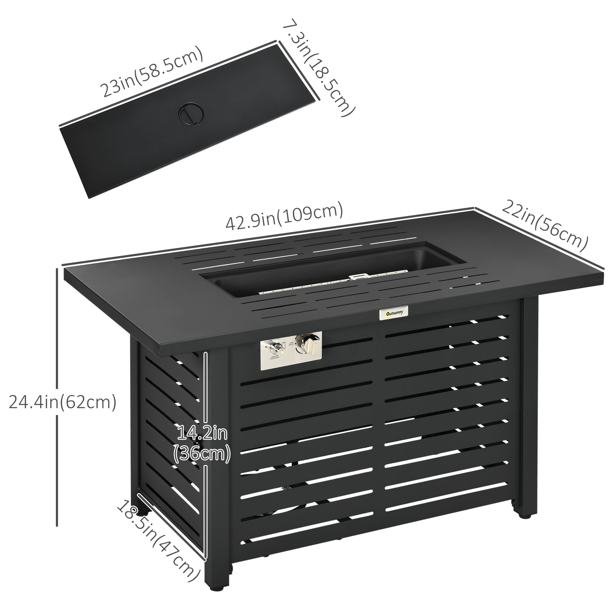Propane Gas Fire Pit Table, Outdoor Firepit with 43