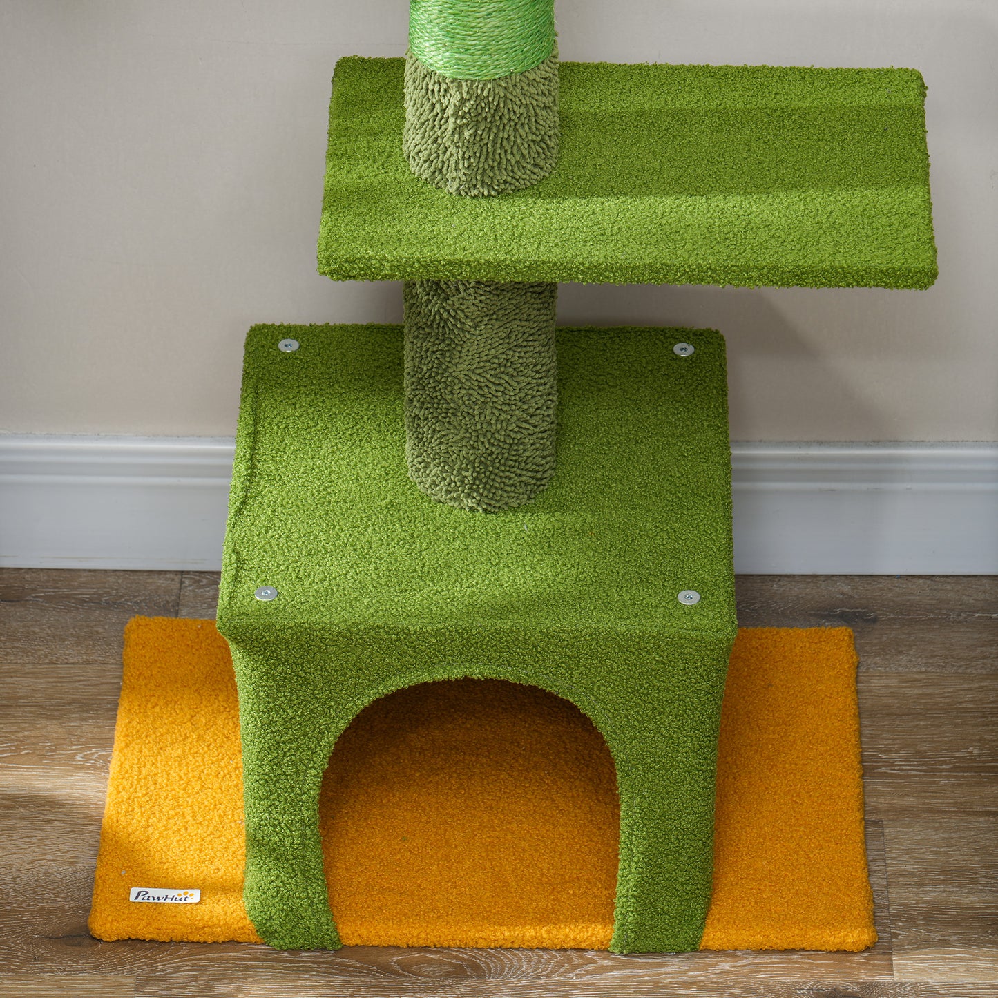 Floor to Ceiling Cat TreeTower with 90.5"-108" Adjustable Height, Scratching Posts, Hammock, Comdo, Toy Ball, Green Floor to Ceiling Cat Trees   at Gallery Canada