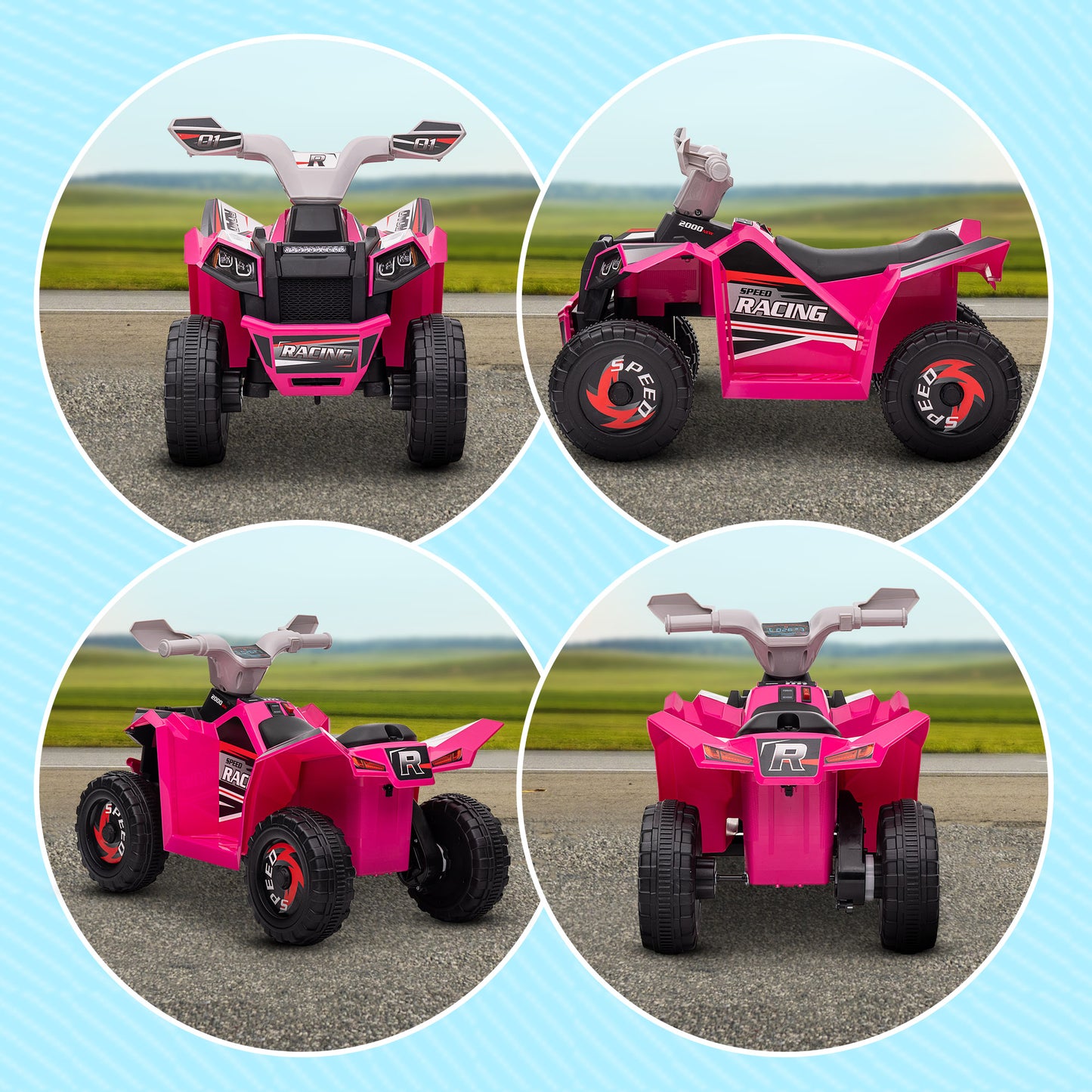 6V Quad Kids Electric Car with Wear-resistant Wheels, for Boys and Girls Aged 18-36 Months, Pink Electric Ride On Toys   at Gallery Canada