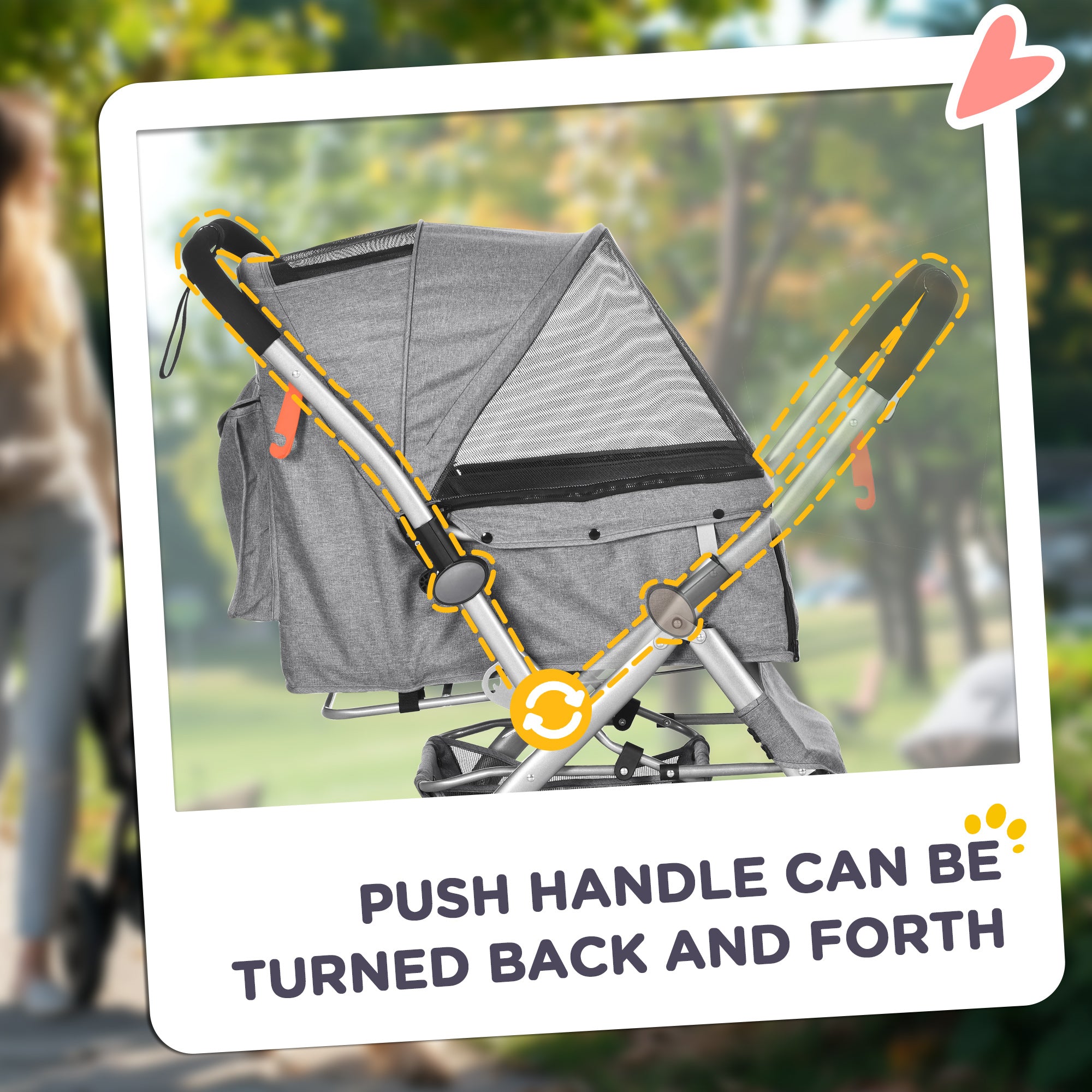 4 Wheels Pet Stroller w/ Reversible Handle, Foldable Dog Cat Travel Carriage w/ EVA Wheels Basket Storage Bag 3-stage Canopy Grey Dog Bike Trailers & Strollers at Gallery Canada