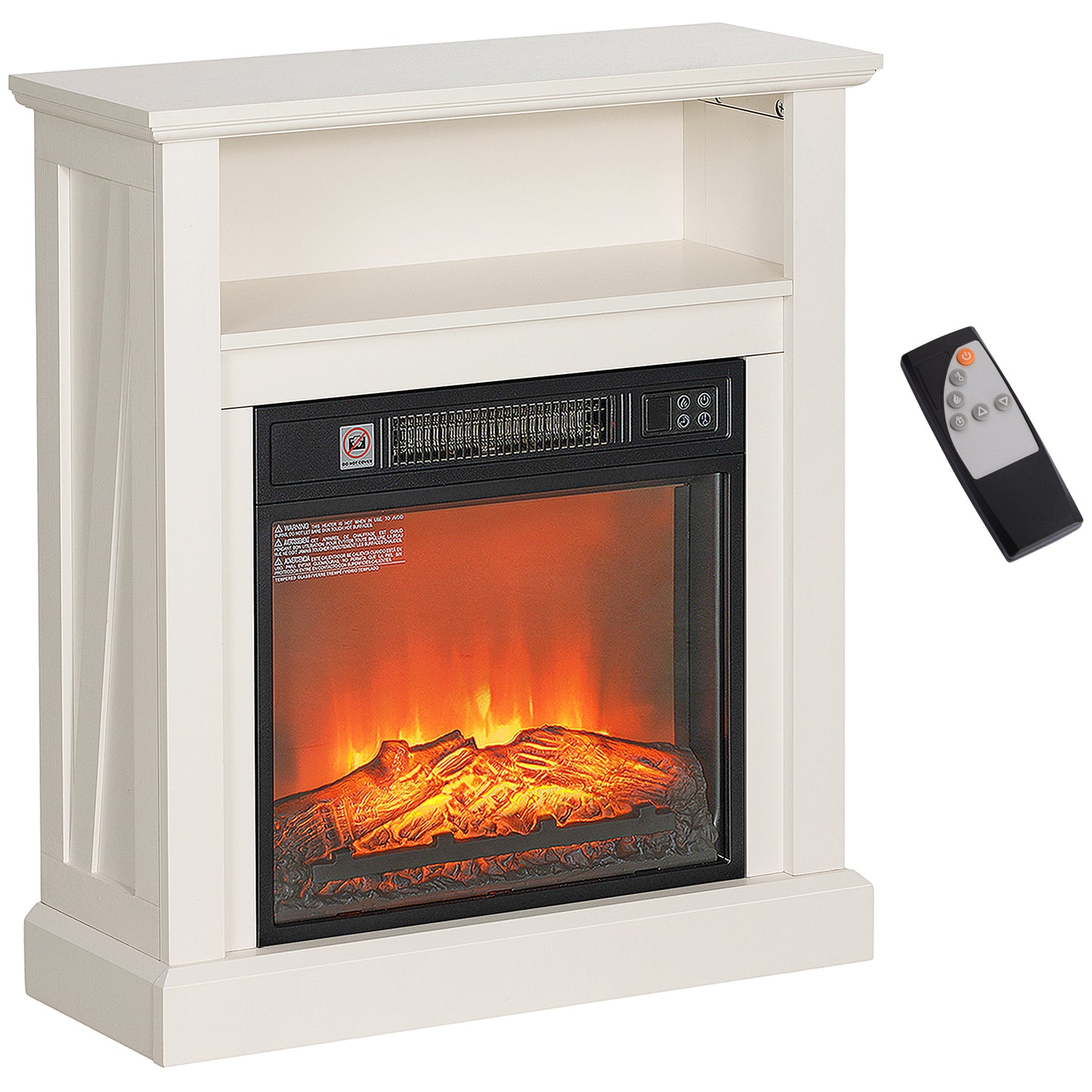 27" Freestanding Electric Fireplace with Mantel, 1400W Replaceable Fireplace Insert Heater with Timer, White Electric Fireplaces   at Gallery Canada