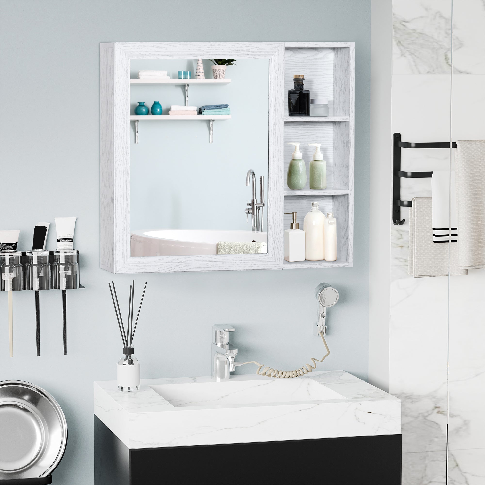 Aluminum Medicine Cabinet with Mirror, 31.5