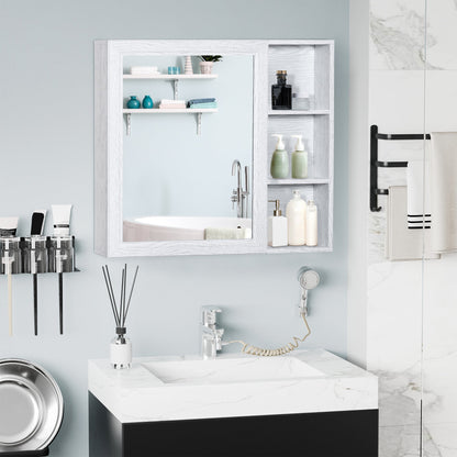 Aluminum Medicine Cabinet with Mirror, 31.5"W x 27.5"H Bathroom Storage Cabinet with 3-tier Shelves, Wall Mounted, White Mirror Medicine Cabinets   at Gallery Canada