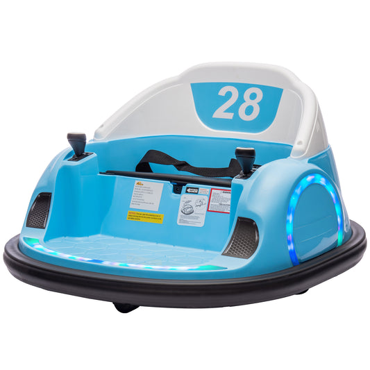 12V Bumper Car for Toddlers, Ride On Car with 360 Degree Remote Control, Lights Music Horn, for 1.5-5 Years, Light Blue Electric Toy Cars   at Gallery Canada