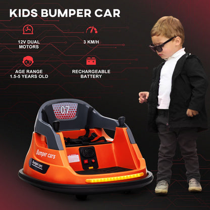 Bumper Car 12V 360° Rotation Electric Car for Kids, with Remote, Safety Belt, Lights, Music, for 1.5-5 Years Old, Orange Electric Toy Cars   at Gallery Canada