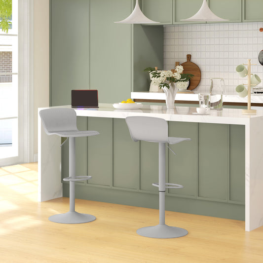 Polypropylene Bar Stools Set of 2, Swivel Barstools with Adjustable Height, Footrest and Backrest, Grey Bar Stools   at Gallery Canada