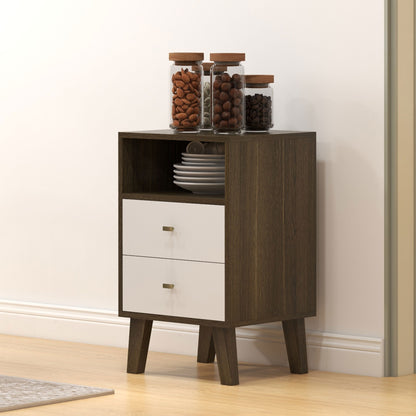 Nightstand Set of 2, Modern Bedside Table, Night Stand for Living Room with 3 Drawers and Open Storage, Grey Bedside Tables   at Gallery Canada