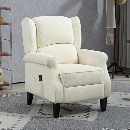 Push Back Recliner Chair, Vibration Massage Recliner for Living Room with Extendable Footrest, Remote, Pocket, Cream Sofas & Reclining Chairs at Gallery Canada