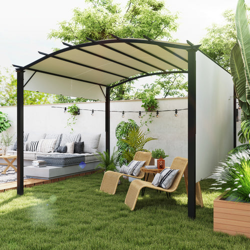 11' x 11' Retractable Pergola Canopy for Patio, Backyard, Beige
