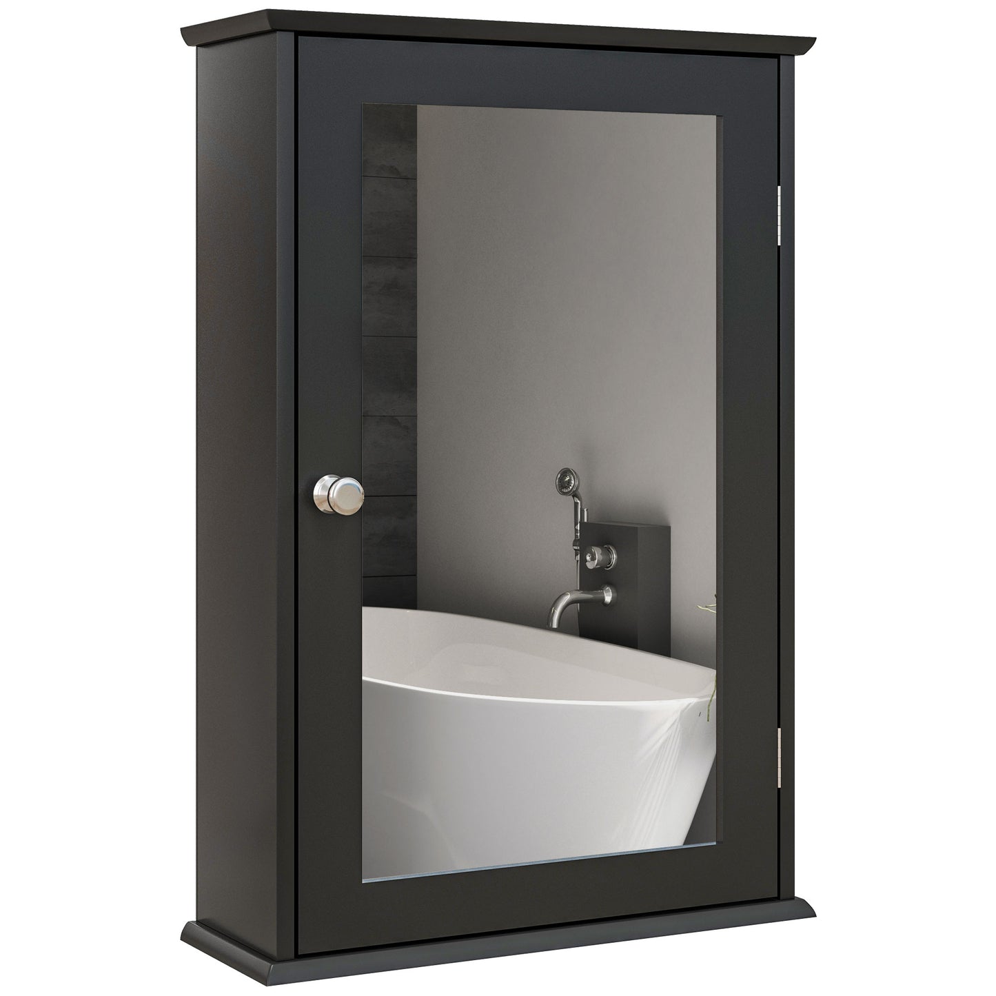 Bathroom Mirror Cabinet, Wall Mounted Medicine Cabinet with Door and Shelves, Black Mirror Medicine Cabinets at Gallery Canada