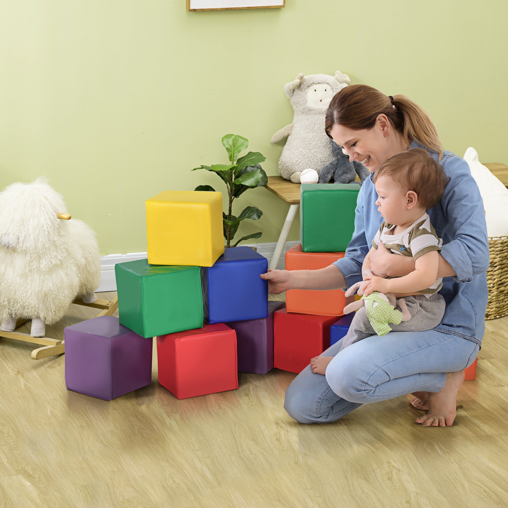 12 Piece Soft Play Blocks Soft Foam Toy Building And Stacking Blocks - Multicolours Baby Gym & Playmats at Gallery Canada