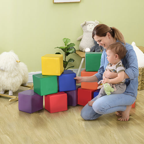 12 Piece Soft Play Blocks Soft Foam Toy Building And Stacking Blocks - Multicolours