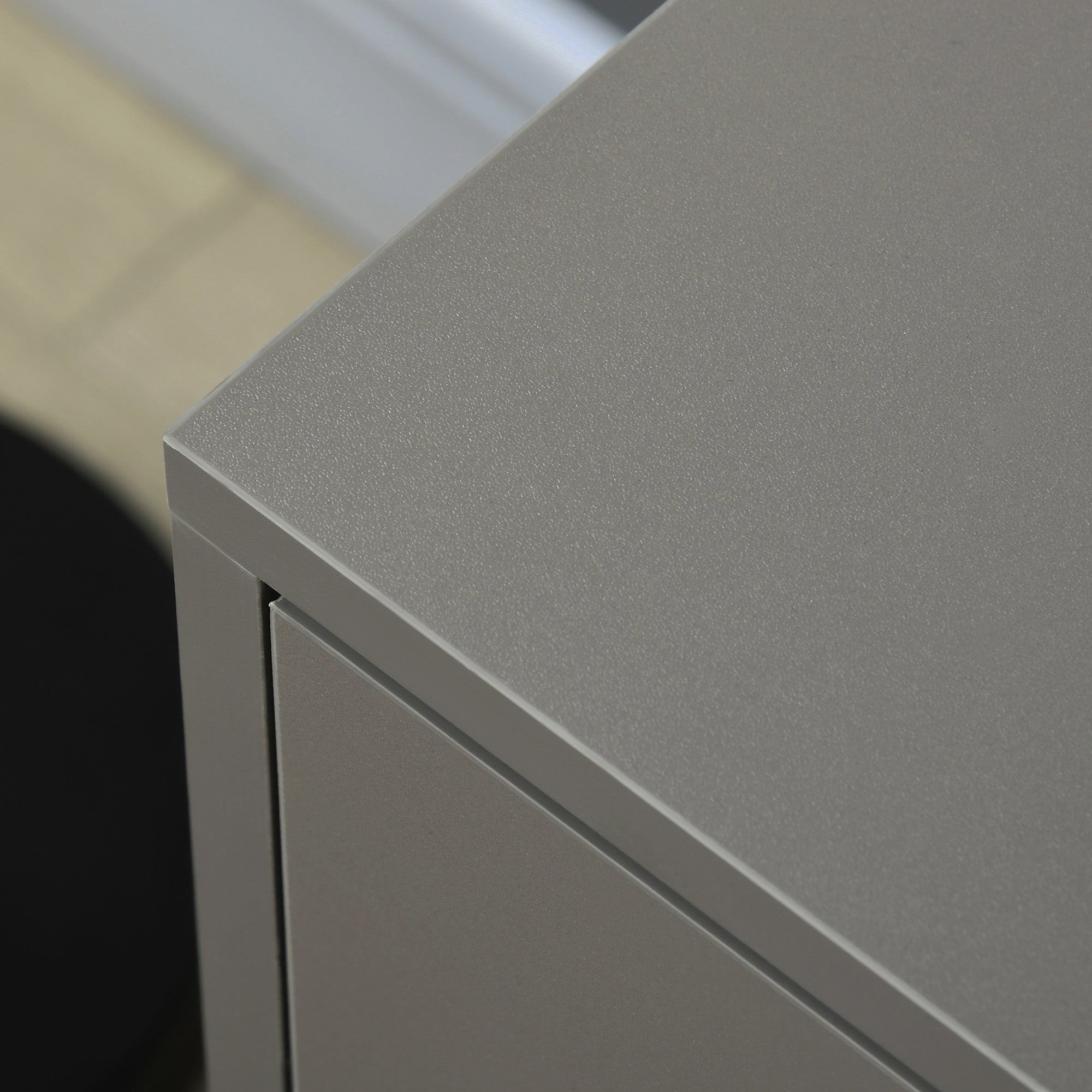 Modern Lateral Filing Cabinet, 3 Drawer File Cabinet for Letter and A4 Size Documents, Mobile, Printer Stand with Open Shelves, Rolling Wheels, Grey Office Cabinets & Cupboards at Gallery Canada